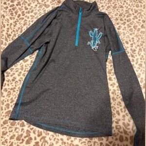 Gray Long Sleeve Pullover with Blue Accents